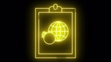 Küre ve kadın başlı sarı neon pano