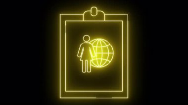 Siyah arkaplanda kadın simgesi tutan panonun sarı neon çizgisi