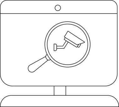 Bir monitör, bir büyüteç altında güvenlik kamerası görüntüler.