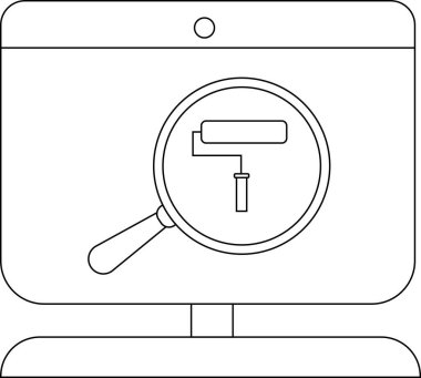 Bir ekran boya silindirine odaklanan bir büyüteç görüntüler