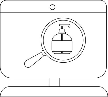 Bir bilgisayar ekranı bir sabun dağıtıcısına odaklanan bir büyüteç görüntüler