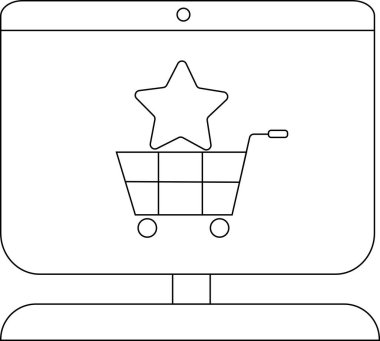 Monitörde bir yıldızla alışveriş arabası görüntüleniyor
