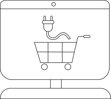 Monitör ekranında üzerinde fiş olan bir alışveriş arabası var.