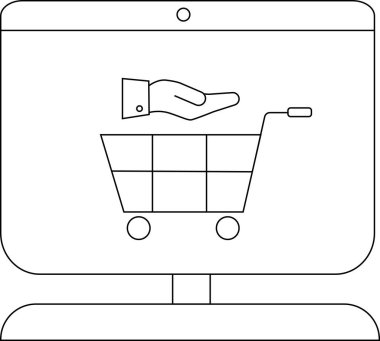 Bir bilgisayar ekranında alışveriş arabasına uzanan bir el görülüyor.