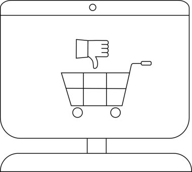 Bir bilgisayar ekranının satır sanatı bir alışveriş arabası simgesinin üzerinde başparmak izini gösterir