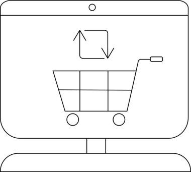 Çevrimiçi alışveriş ekranında bir el arabası ve okları gösteriyor.