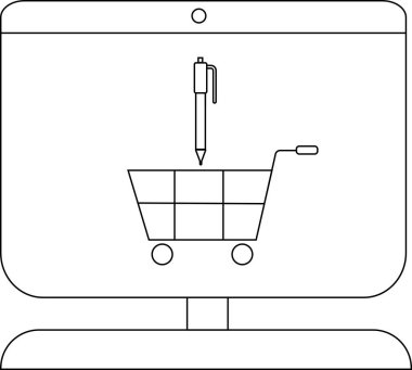 Monitörde kalem bir alışveriş arabası simgesine dokunurken görüntülenir