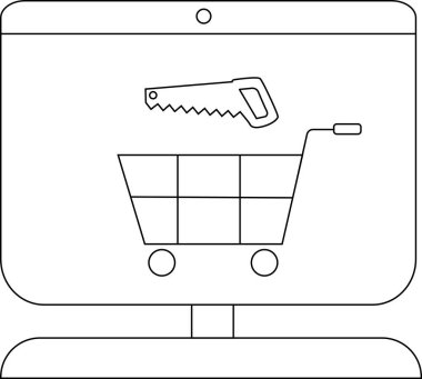 Bilgisayar ekranında bir alışveriş arabası görünüyor ve çevrimiçi donanım alışverişi için uygun görünüyor
