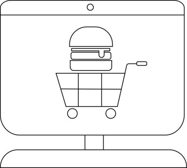 Ekranda alışveriş arabasında bir hamburger var.