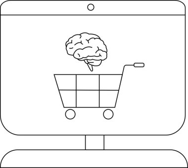 Beyni alışveriş arabasının üstünde gösteren bir ekran çizimi.