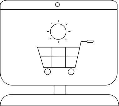 Bir bilgisayar monitörü bir alışveriş arabası grafiği gösterir