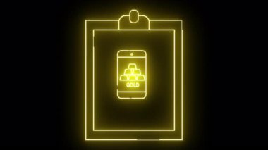 Yeni ışıklandırılmış pano ekranda altın çubuklu ve altın yazılı bir telefon gösteriyor