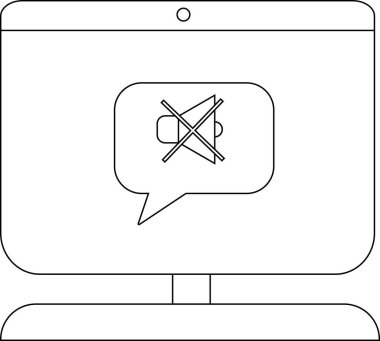 Bir monitör, bir konuşma balonunda sessiz bir konuşmacı görüntüler