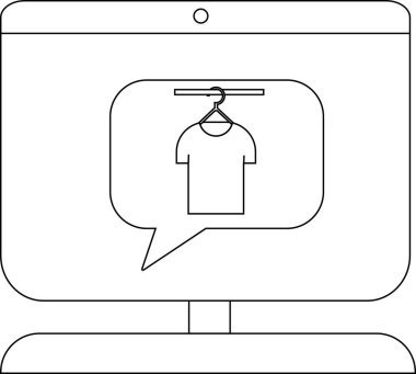 Monitör, konuşma baloncuğunun içindeki askıda giysileri gösterir