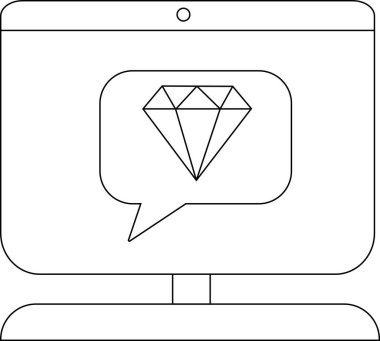 Ekranında bir konuşma balonunda elması gösteren bilgisayarın taslağı