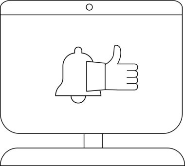 Bir bilgisayar monitörü bir onay simgesinin yanında bir uyarı çanı görüntüler