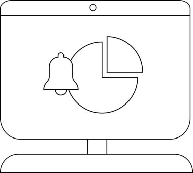 Bir bilgisayar ekranı bir çan ve pasta grafiği gösterir