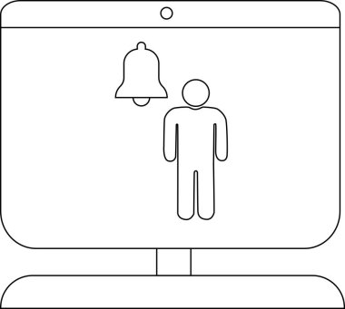 Bir monitör genel bir kişi simgesi ve uyarı çanı gösterir