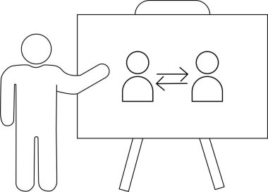 Çubuk figür iki şekilli ve çift oklu bir sehpaya işaret eder.