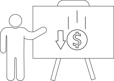 Bir kişi, maddi gerilemeyi gösteren bir dolar düşüşünü gösteren bir kurula doğru hareket eder.