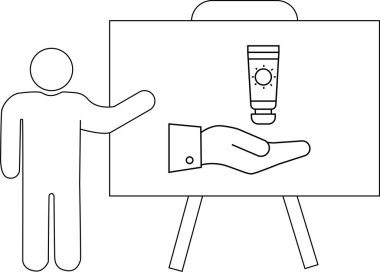 El üstünde güneş kremi çizmeye çalışan kişi