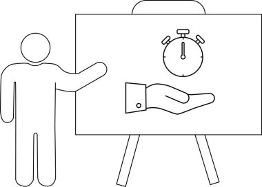 Beyaz tahta resim kronometresinin sunumunu bir standın üzerinde göster