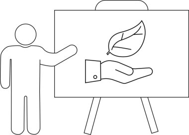 Bir insan sehpaya işaret ediyor yaprak tutan bir el sallıyor.