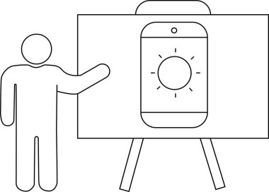 Güneş simgesini gösteren bir akıllı telefon ekranı sunan kişi