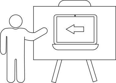 Çubuk şekli sol dizüstü bilgisayarı ayakta sunar