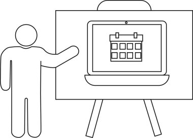 Dizüstü bilgisayarı sunan ve takvimi olan biri.