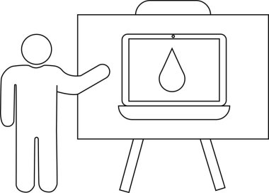 Su damlası simgesini gösteren dizüstü bilgisayarın görüntülenmesi için şekil noktaları