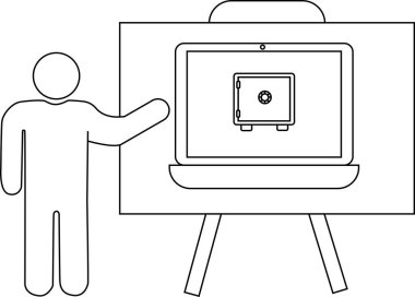 Çubuk şekli ekranında kasası olan bir dizüstü bilgisayarı gösteriyor.