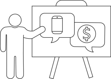 Rakam, tripod standında tekno para konuşan baloncuklar sunar.