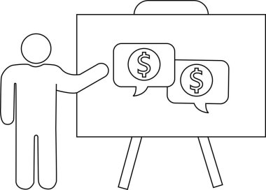 Sehpada iki paralı konuşma balonu sunan bir kişi.