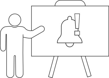 Yapıştırma şekli, ünlem işaretli bir çan simgesini gösteren bir sehpaya işaret eder