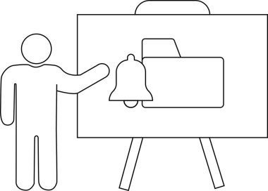 Çubuk şekli bir dosya dizini ve çan simgesiyle beyaz tahta görünümünü gösterir