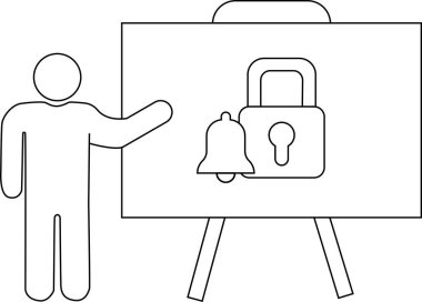 Kilit zili ve standı olan bir sunum panosuna işaret et