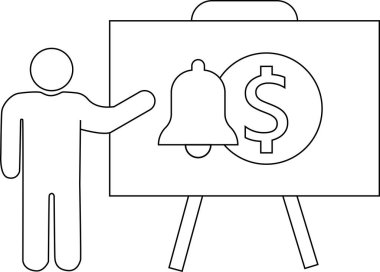 Zil işaretli bir sunum panosuna işaret ediyor.