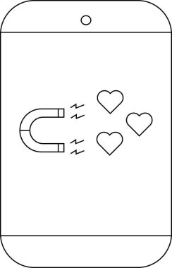 Mıknatıslı telefon, minimalist bir tasarımla gösterilen kalpleri çeker.