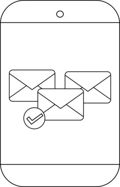 Bir akıllı telefon üç e- posta görüntüler. Biri işaretli.