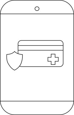 Akıllı telefon, sağlık bilgilerine güvenli erişim sağlayan bir kalkanla sağlık kartı gösterir.