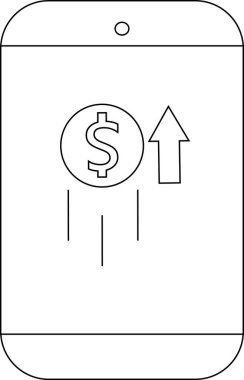 Üzerinde bir dolar olan bir telefon yukarı doğru yüzüyor.