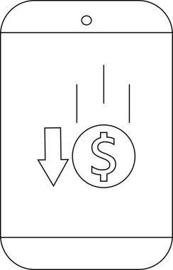 Telefon ekranında para transferini gösteren bir ok doları görünüyor.