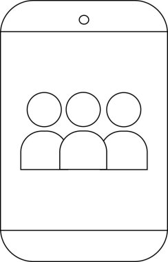 Bir satır çizimi ekranda kişi listesi simgesi olan bir akıllı telefonu gösterir