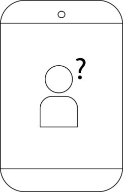 Bir stilize akıllı telefon üzerinde soru işareti olan isimsiz bir kullanıcı simgesi gösterir