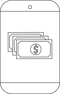 Birikmiş para gösteren bir cep telefonu