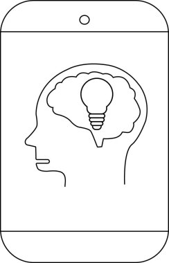 Telefon hatlarında, içinde zekayı sembolize eden bir ampul bulunan bir beyin görülüyor.