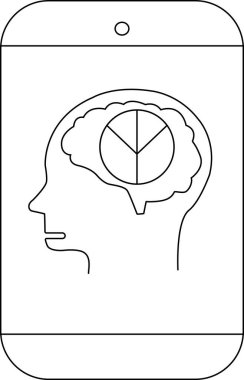 Telefon profili beyin ve baş siluetinin içindeki parçacıkları gösteriyor