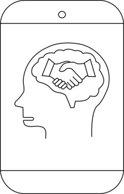 Bir telefon kafa kafasının taslağı ve el sıkışma işbirliği.