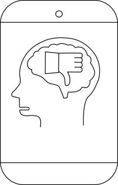 Baş parmağından indirme simgesi içeren beyni olan bir telefonun ana hatları